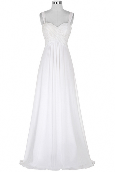 White Prom Dress 2016 Sweetheart Long Chiffon Evening Dress Ruched Wedding Party Prom Gowns