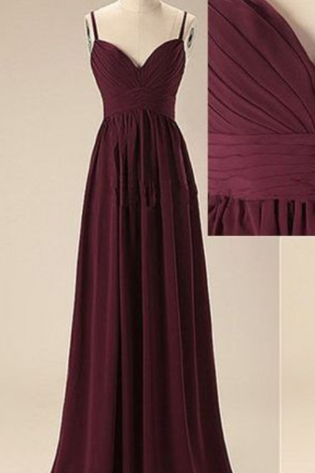 Charmingprom Dress,chiffon Prom Dress,long Evening Dress,formal Dress,spaghetti Straps Bridesmaid Dress