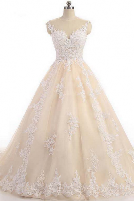 Long Wedding Dress, Lace Wedding Dress, Tulle Wedding Dress, Sleeveless Bridal Dress,custom Made Wedding Dress