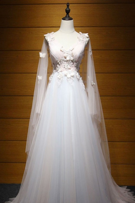 Long Wedding Dress, Tulle Wedding Dress, A-line Bridal Dress, Sleeveless Wedding Dress