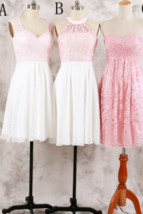  mismatched bridesmaid dress,short bridesmaid dress,pink bridesmaid dress,lace bridesmaid dresses