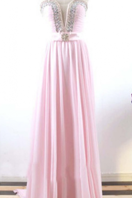 Lj23 Pink Prom Dress,chiffon Prom Dresses,beading Prom Dress,long Prom Dress