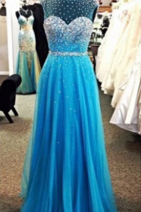 Blue A-line Beaded Organza Formal Evening Dress,chiffon Prom Dresses,beading Prom Gown,backless Homecoming Dresses,prom Dresses