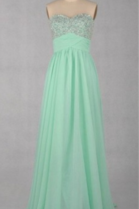 Sequin Mint Chiffon Prom Dress,zipper Prom Dresses,elegant Long Prom Dress,floor Length Prom Dress,pretty Homecoming Dress