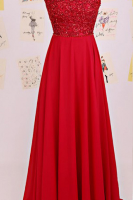 Charming Prom Dress,o-neck Prom Dress,a-line Prom Dress,chiffon Prom Dress,backless Evening Formal Dress,red Prom Dress