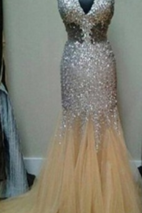 Charming Prom Dress,beading Prom Dress,halter Prom Dress,mermaid Evening Dress