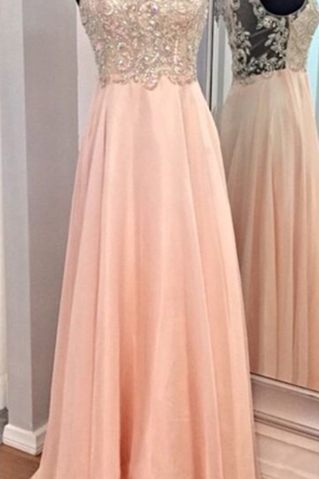 Floor Length Handmade Beaded Prom Dress With Open Back Style