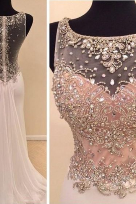Real Iamge Prom Dresses New Sexy Cheap Mermaid Bling Sparkle Luxury Rhinestones Sheer Back Chiffon Long Formal Party Gowns