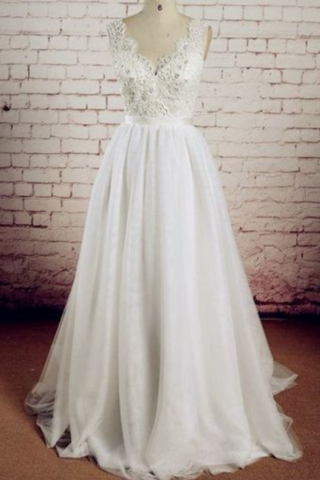 Real Made V-neck Wedding Dress,long Sleeves Lace Wedding Dress,sexy Backless Wedding Dress