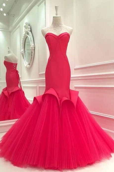 Charming Rosy Prom Dress,sexy Sweetheart Evening Dress,sexy Open Back Lace Up Prom Dress
