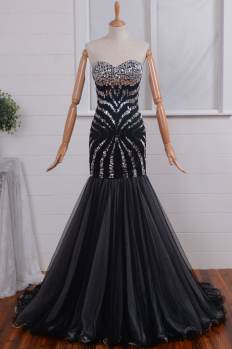 Strapless Sweetheart Beaded Floor-length Mermaid Prom Dress, Evening Dress