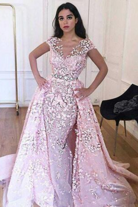 Elehgnt A-line Prom Dress,jewel Tulle Lace Floor Length Prom Dress ...