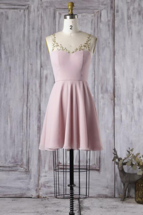 A-line Scoop Short Bridesmaid Dresses Prom Gowns Dress