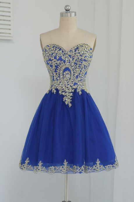 Royal Blue Homecoming Dresses A-line Sweetheart Short