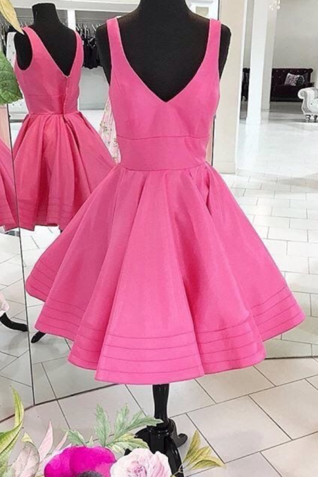 A-line Short Pink Homecoming Dress