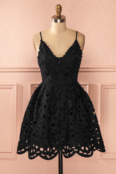 A-line Homecoming Dresses,lace Homecoming Dresses,spaghetti Straps Homecoming Dresses