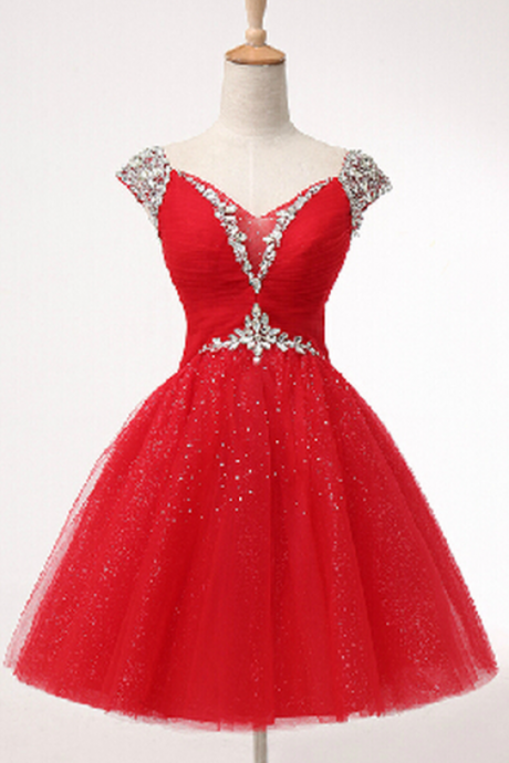 Lovely Short Ball Gown Sweetheart Prom Dress With Beadings, Ball Gown Prom Dresses