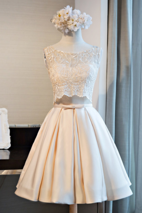 Short Bridesmaid Dress, Lace Bridesmaid Dress, Satin Bridesmaid Dres