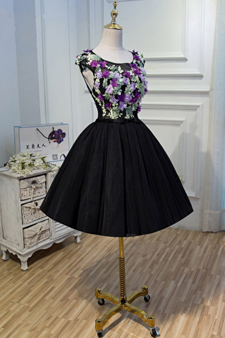 Short Homecoming Dress, Tulle Homecoming Dress, Open-back Homecoming Dress, Lace Junior School Dress