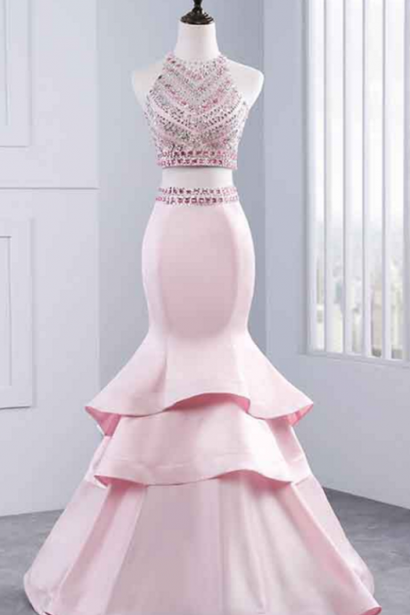 Long Prom Dresses, Sexy Prom Dresses, Two Piece Party Prom Dresses, Beading Prom Dresses