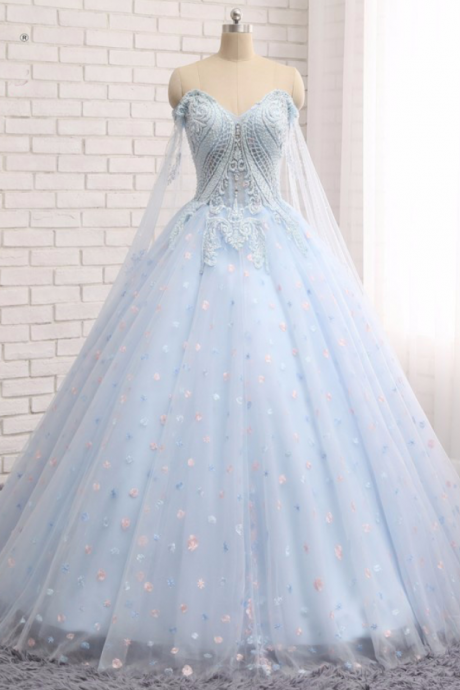 Prom Dresses Charming Prom Dress,ball Gown Prom Dress,light Blue Tulle Prom Dresses,elegant Evening Dress,quinceanera Dresses