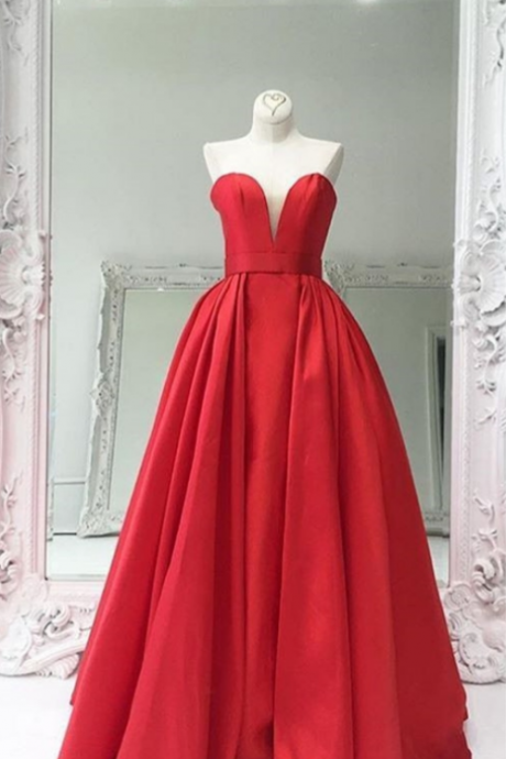 Sexy Sweetheart Prom Dress,pleated Satin Prom Dresses