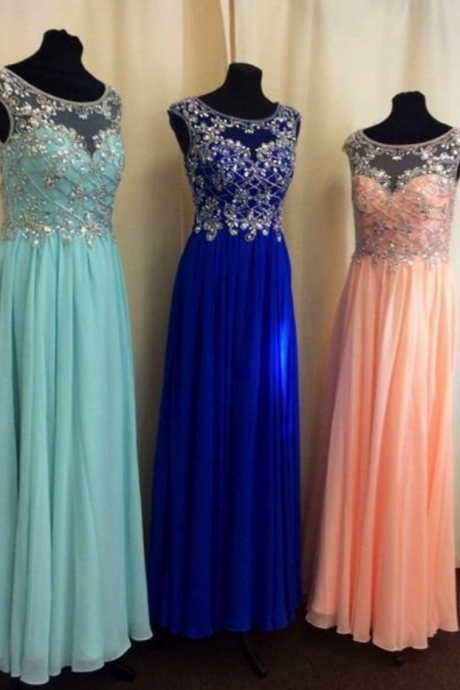 Rhinestone Prom Dresses, Chiffon Prom Dresses, A-line Prom Dresses, Prom Dresses, Popular Prom Dresses