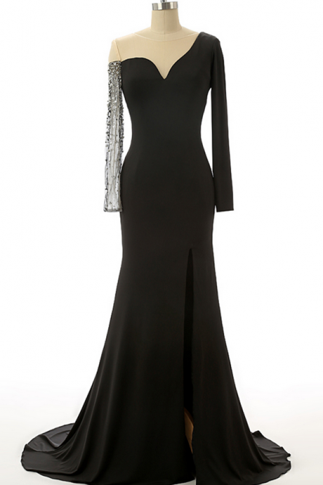 Black Chiffon Tulle Prom Dresses Backless Court Train Beads Long Beautiful Prom Dresses Vestido De Formatura