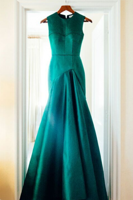 Prom Dress,mermaid Emerald Satin Prom Dresses, Evening Dress,evening Gown