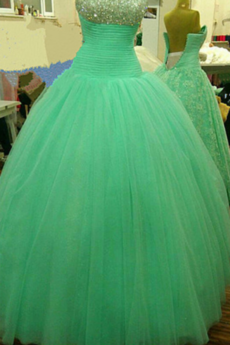 Prom Dress,ball Gowns,formal Prom Dress,beaded Prom Dress,green Quinceanera Dresses,crystal Quinceanera Dresses,sweet Quinceanera Dress, Fashion