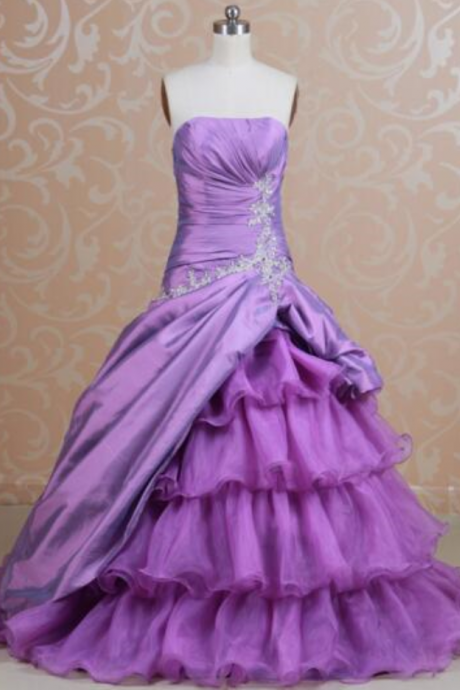 Purple Tube Top Sleeveless Prom Dresses Fashion Beaded Floor Length Cocktail Dress Tulle Evening Dresses