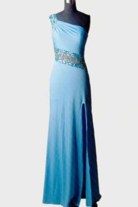 Blue Fashion Shoulder Dress Sexy Beaded Halter Dress Floor Length Cocktail Dress Perspective Crocheted Evening Dress