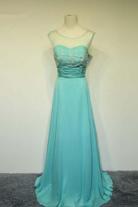 Mint Green Ball Dress Crystal Beaded Chiffon Party Evening Dress Custom Wedding Dress To Form