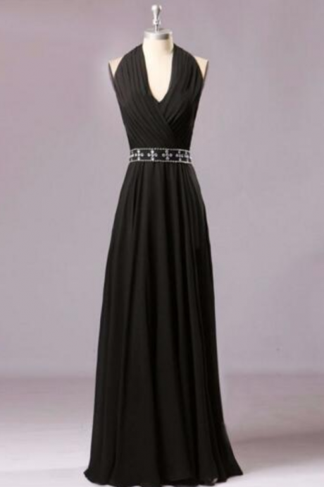 Black Deep V-neck Dress Women&amp;#039;s Beaded Sleeveless Sleeveless Prom Dresses Waistcoat Mop Suit Dress