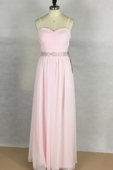 Pink Sweetheart Waist Dress Strap Dress Women's Fashion Sleeveless Floor Length Prom Dresses Factory Floor Of Bridesmaid Dresses