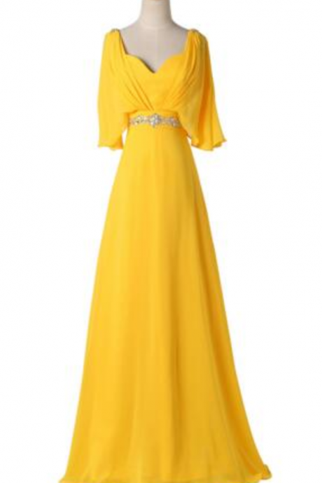 yellow long dress beaded waist waist length prom dress cloak elegant feminine evening dress