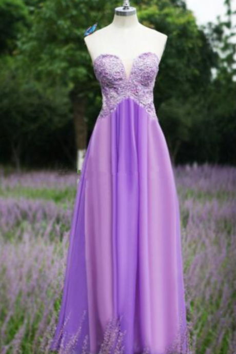 Purple Sweethearts Fashionable Women Dresses Bra Tape Decoration Prom Dresses Floor Length Reception Tops 2017