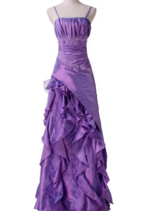 Spaghetti Straps Elegant Long Purple Evening Dresses Special Occasion Dresses Evening Prom Gowns