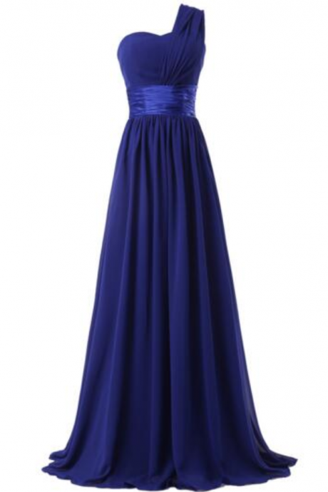 One Shoulder Ball Dress Fashion Bridesmaid Dress A Line Waist Waist Fashion Sapphire Blue Evening Dress