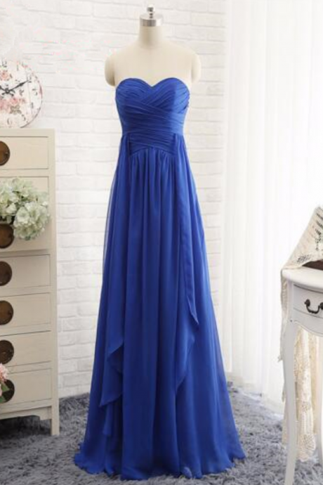 Royal Blue Ruched Sweetheart Floor Length Formal Dress, Bridesmaid Dress, Prom Dress