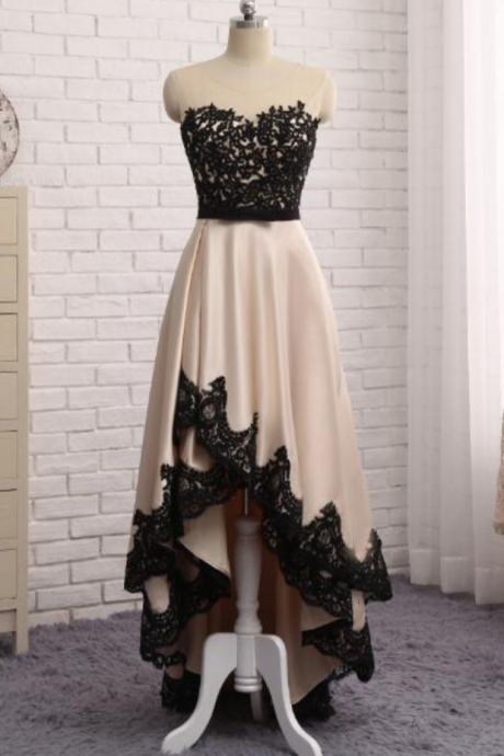 Illusioned Sweetheart High-low Prom, Evening Dress With Lace Appliqués