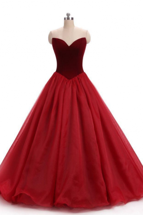 Real Image Prom Dresses, Burgundy Velvet Prom Dresses, Formal Evening Party Gowns, Ball Gown Sweet-heart Long Special Occasion Dresses