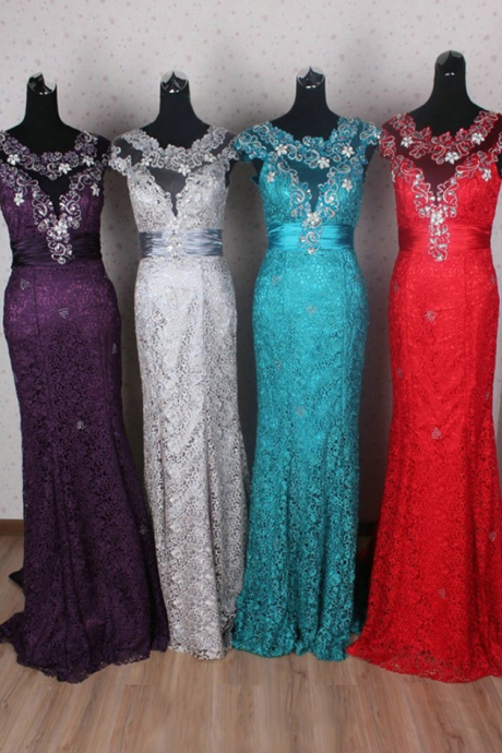 Trumpet/mermaid Scoop Neck Tulle Lace Watteau Train With Appliques Lace Prom Dresses