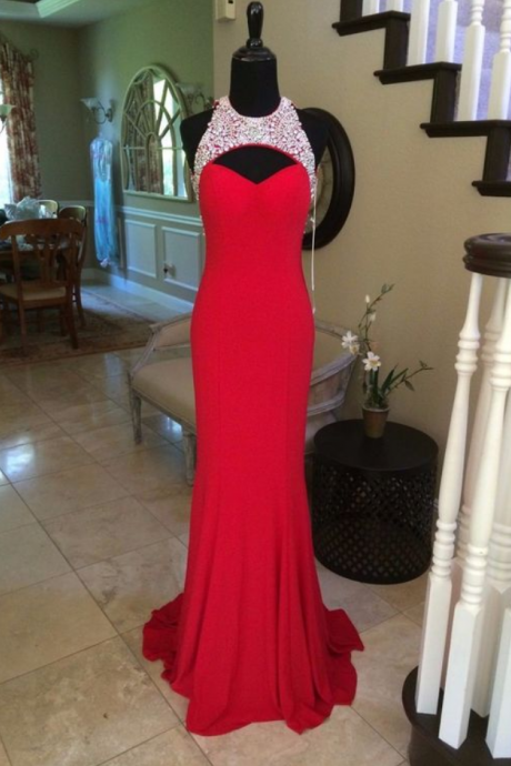 Long Formal Dresses,charming Prom Dress,long Prom Dress,sexy Prom Dress, Red Mermaid Evening Dress