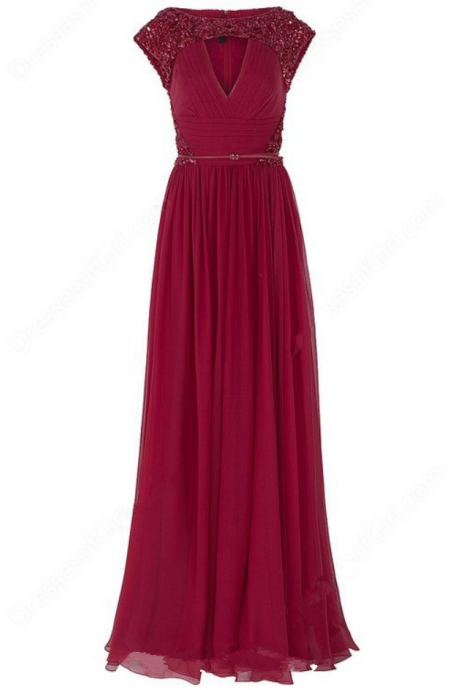A-line Scoop Neck Chiffon Floor-length Sashes / Ribbons Boutique Prom Dresses