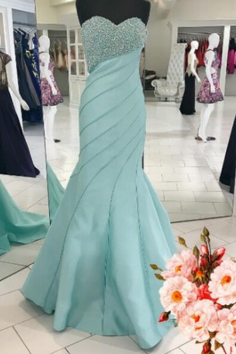 Luxurious Mermaid Long Prom Dress Prom Dress, Light Blue Prom Dress