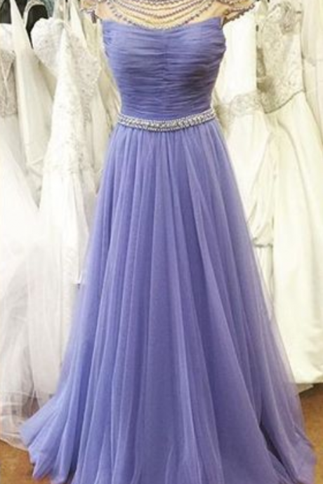 Beads Long Prom Dress Long Lavender Prom Dress Formal Evening Dress