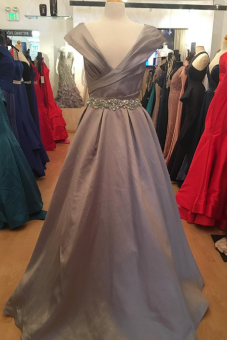 Cap Sleeve Evening Gowns,v Neck Prom Dress,long Ball Gowns,prom Dresses