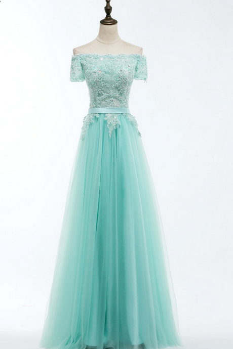 Robe De Soiree Elegant Beads Lace A-line Long Evening Dress Prom Dresses Off The Shoulder Evening Dress