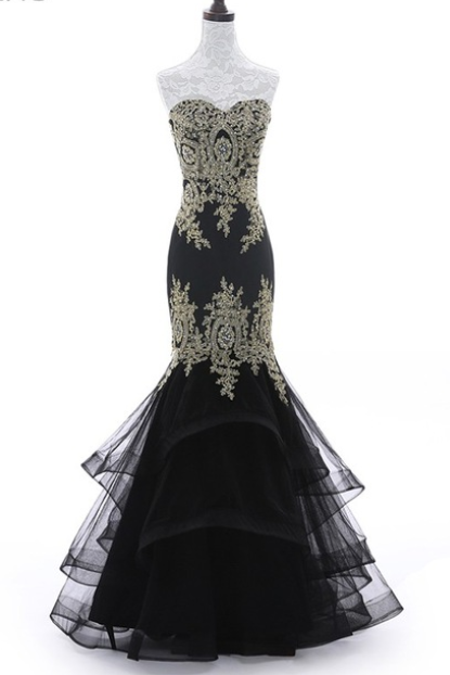 Luxury Black Tulle Beading Mermaid Evening Dress Long Sweetheart Sleeveless Elegant Formal Evening Gowns Robe De Soiree